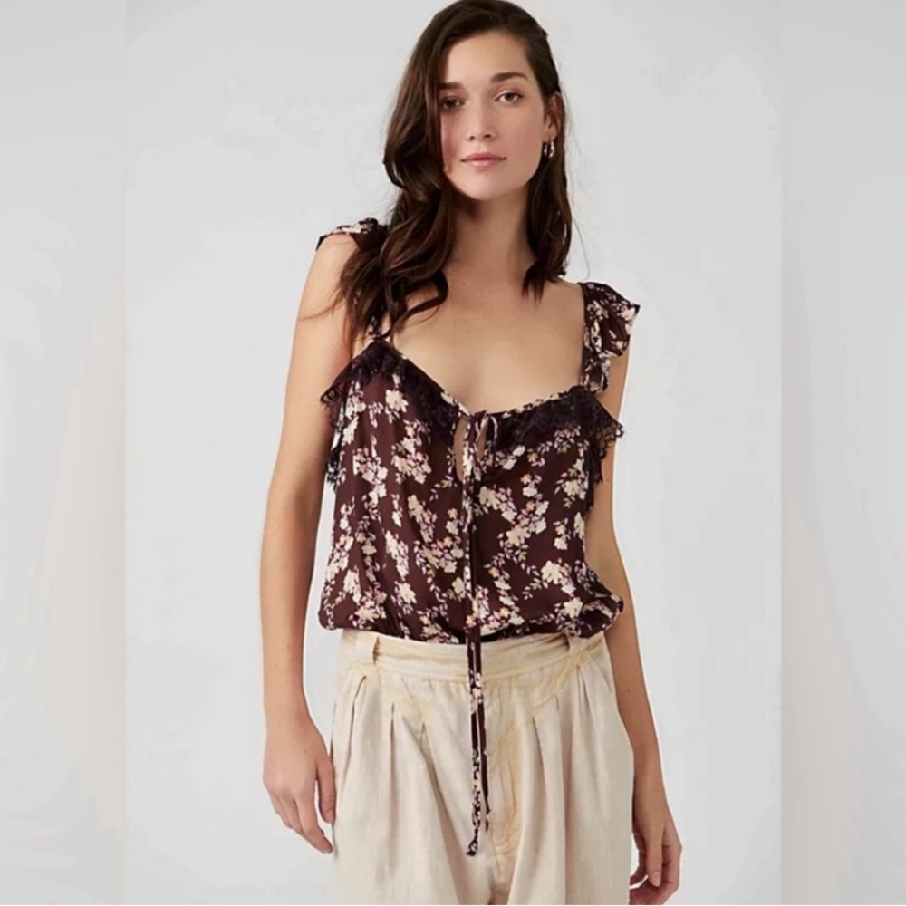 NWT Free People Take‎ It Away Thong Bodysuit in Chocolate Merlot Sz Medium $68